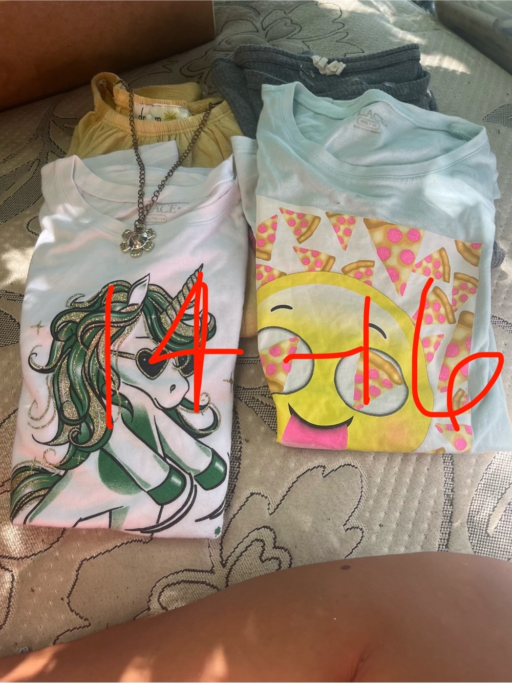 Kids Graphic Unicorn & Emoji Short-Sleeve Tops - Mint & White